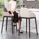 Sophie Wooden Leather High Bar Stool Chair - Gavisco Office Furniture